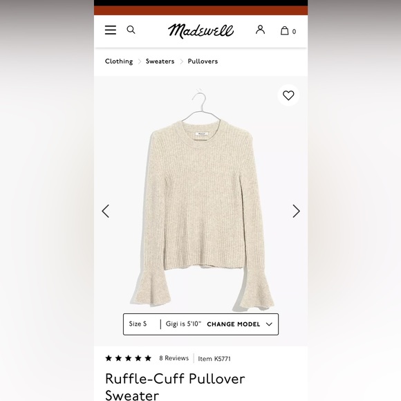 Madewell Ruffle cuff pullover Sweater - Picture 2 of 3